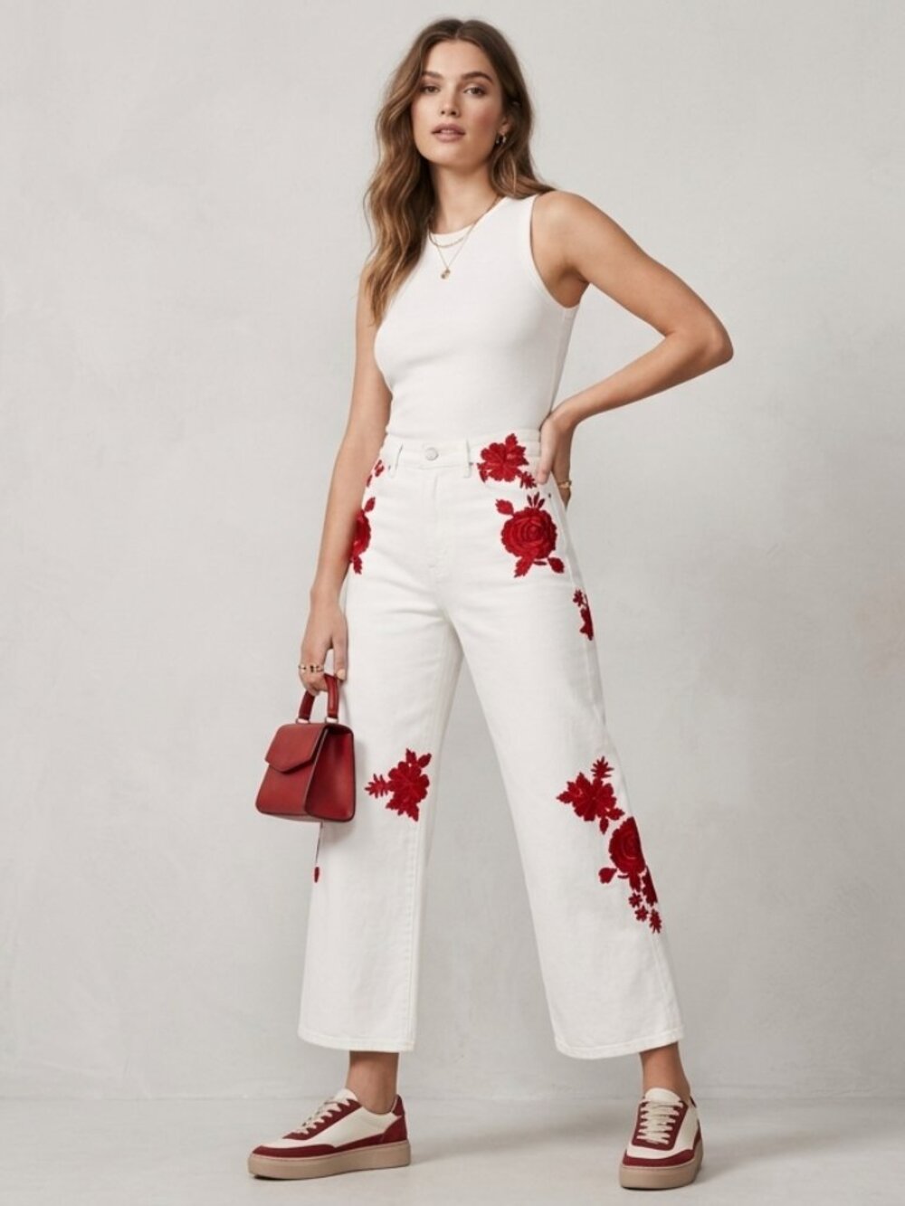Banana Republic White Embroidered Denim